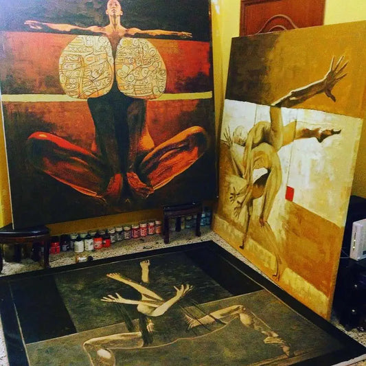 Dancing Bodies and Letters — Acrylic Painting by Ahmed Allawi