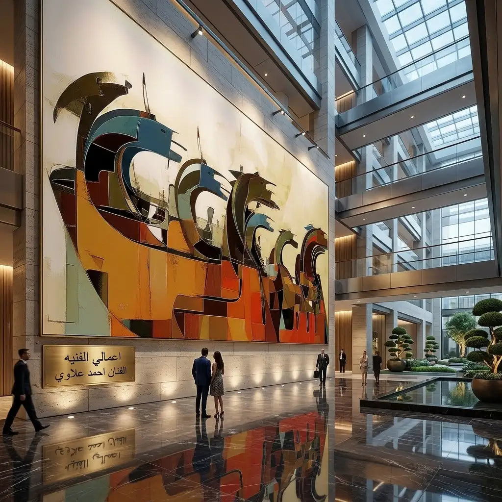 رؤية فنية 2: أحصنة زجاج معشّق ملوّن في صالة معرض | Vision 2: Stained-Glass Horses in a Gallery