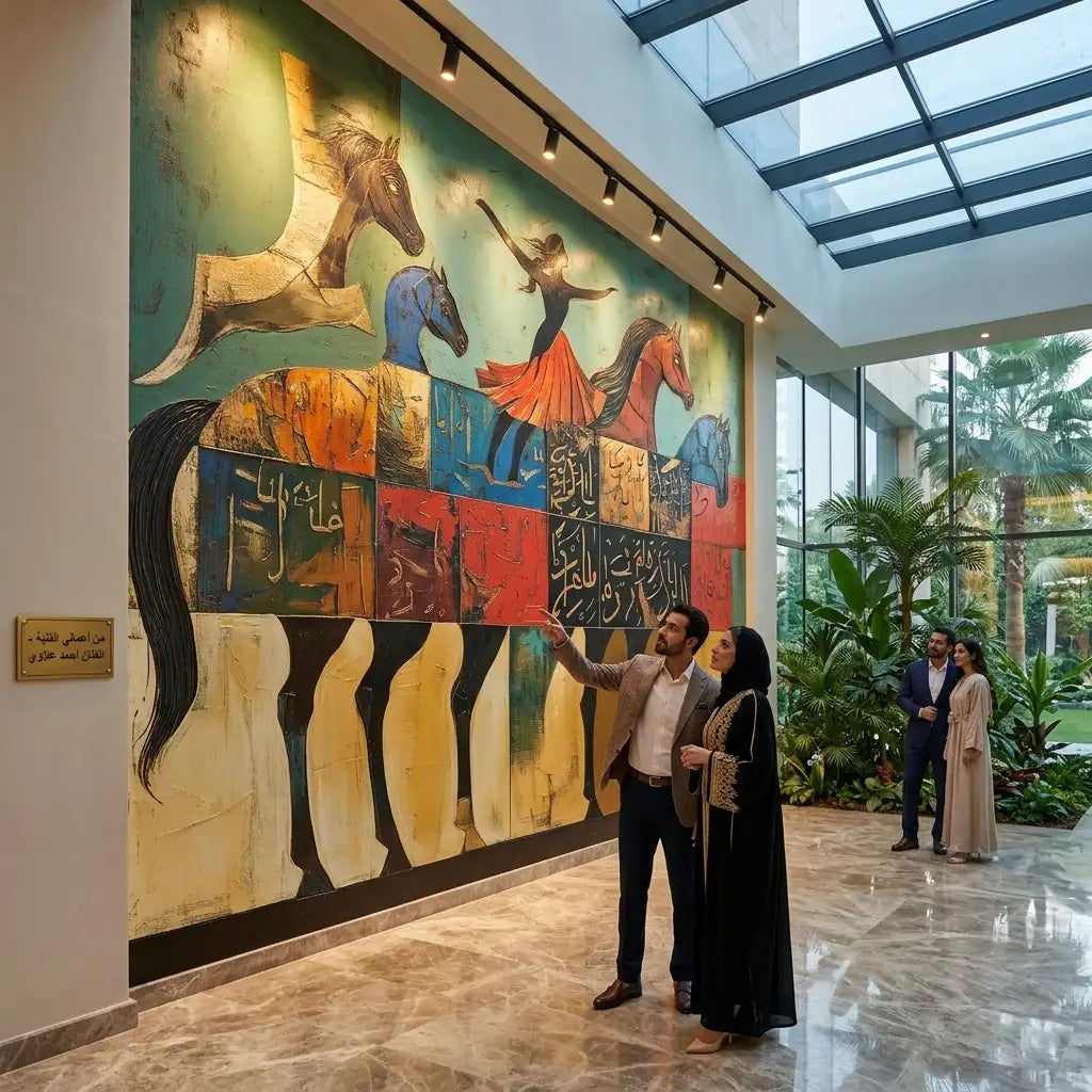 رؤية فنية 2: أحصنة زجاج معشّق ملوّن في صالة معرض | Vision 2: Stained-Glass Horses in a Gallery