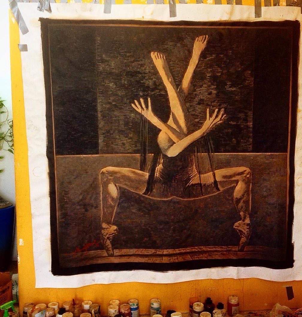 Acrylic Paintings — Dancing Figures & Arabic Calligraphymy art AllawiJust Art Gallery