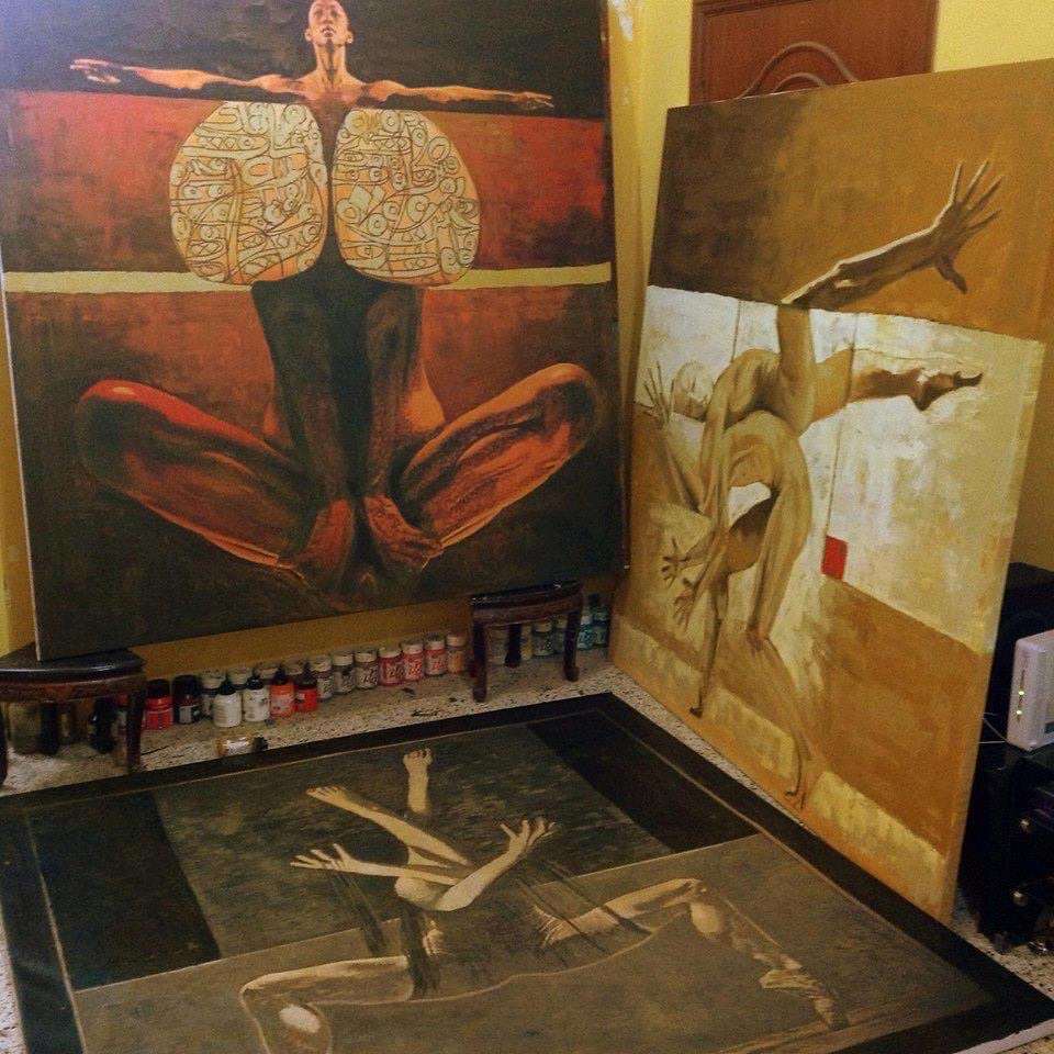 Acrylic Paintings — Dancing Figures & Arabic Calligraphymy art AllawiJust Art Gallery