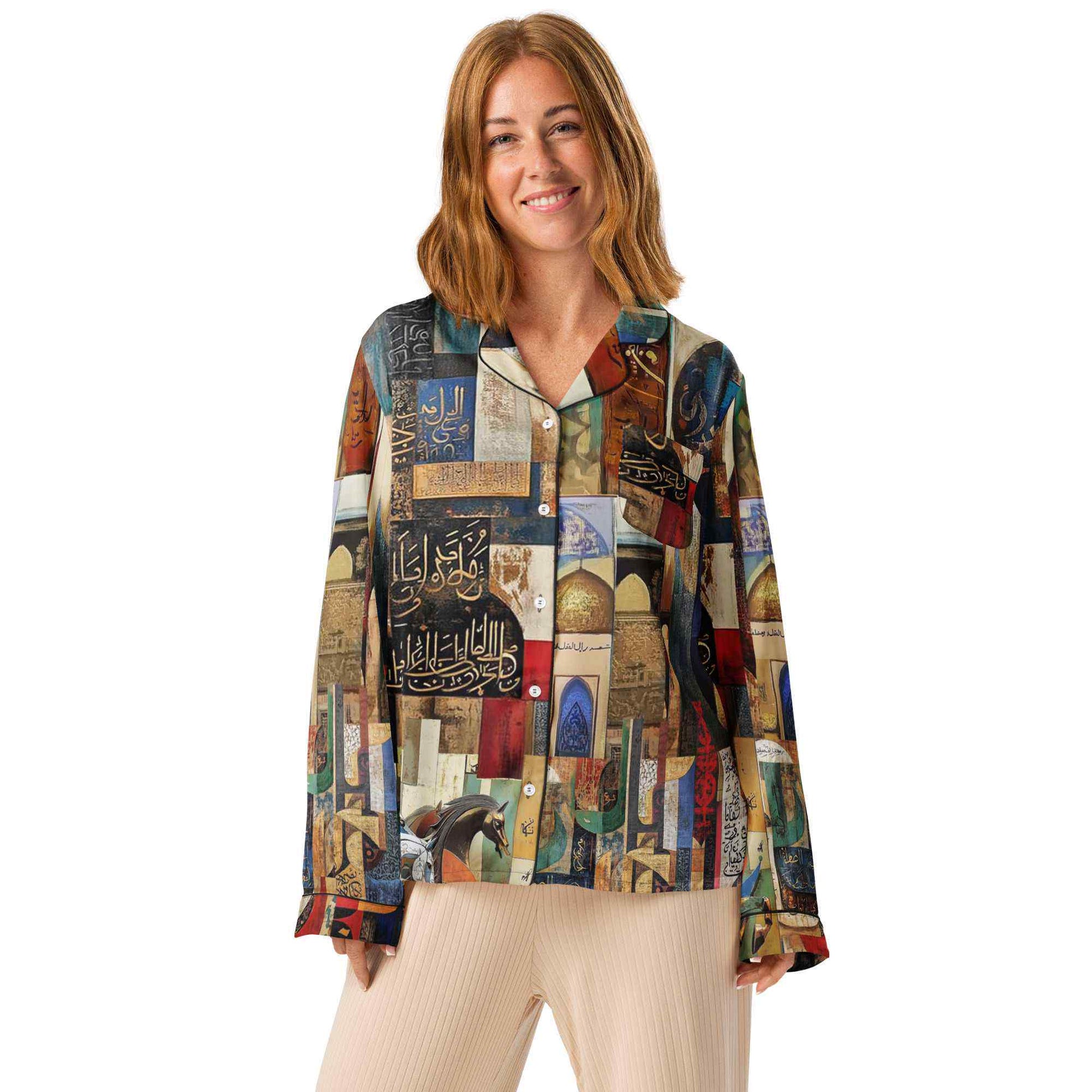 Arabic Art Pajama Top — Women's Long Sleeve | Luxury Wearable Artmy art Allawimy art Allawi