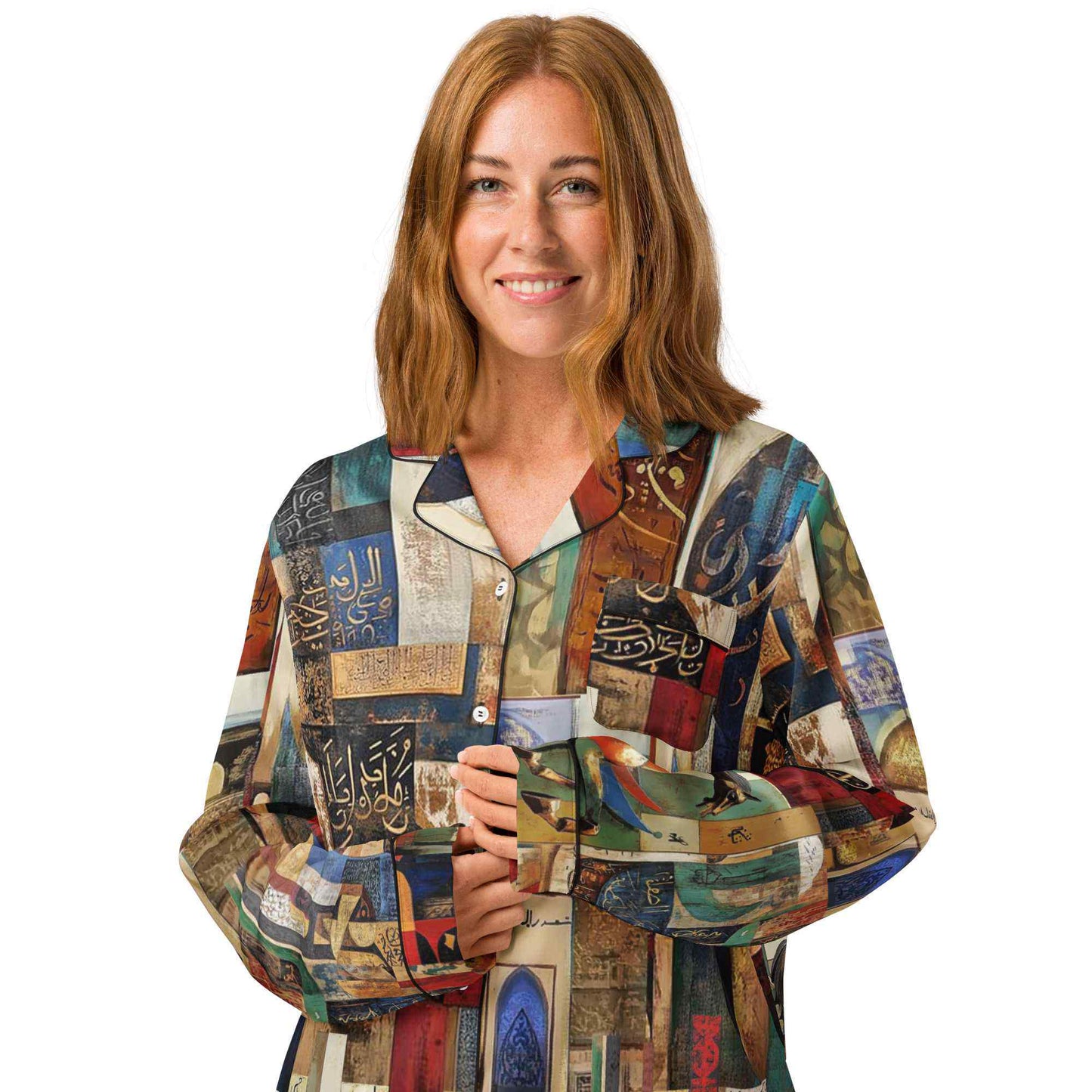 Arabic Art Pajama Top — Women's Long Sleeve | Luxury Wearable Artmy art Allawimy art Allawi