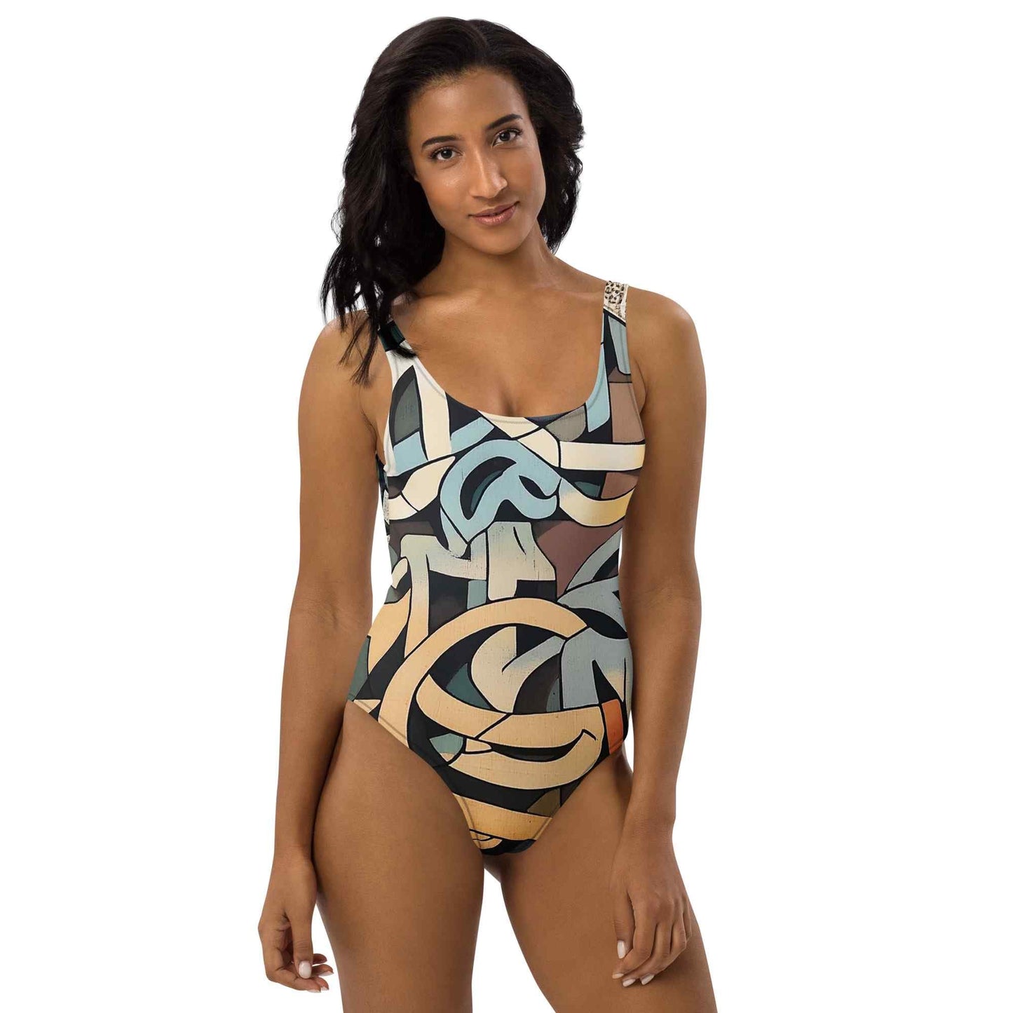 Arabic Calligraphy Swimsuit — Wearable Art by Ahmed Allawi | One-Piecemy art Allawimy art Allawi