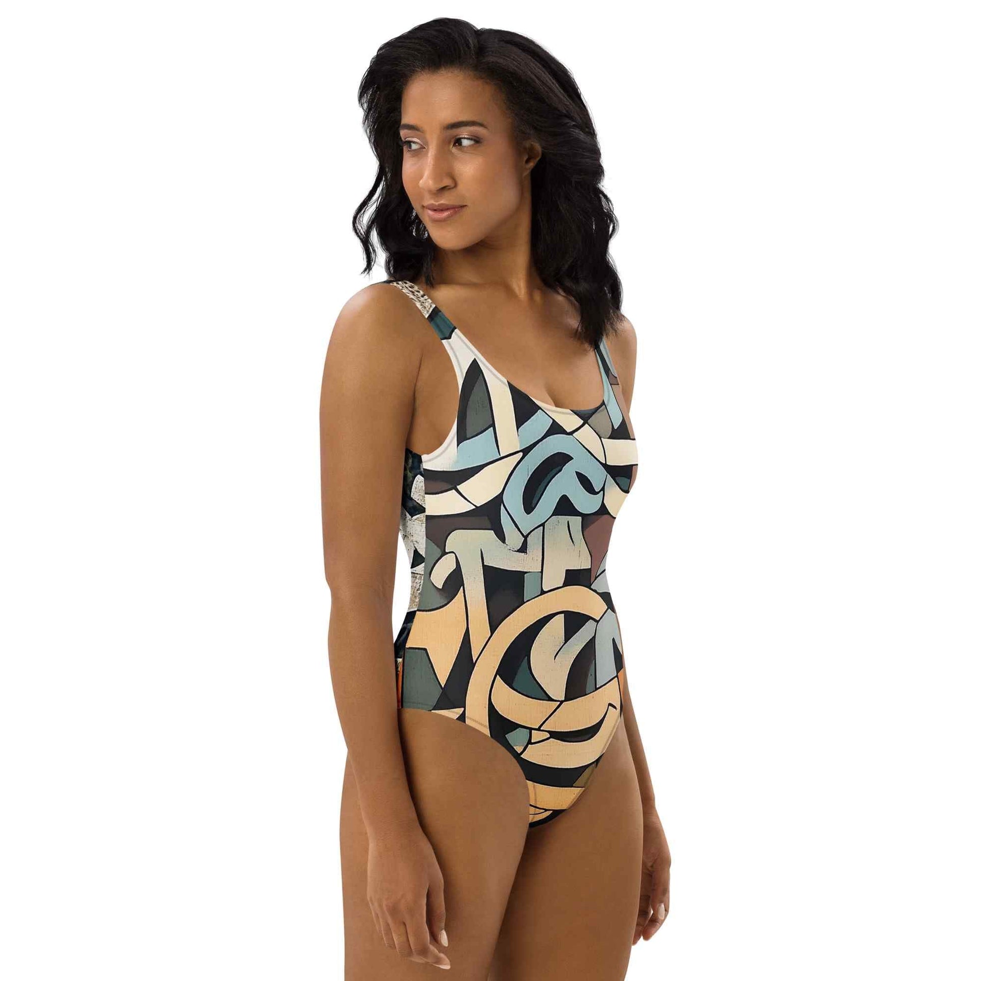 Arabic Calligraphy Swimsuit — Wearable Art by Ahmed Allawi | One-Piecemy art Allawimy art Allawi