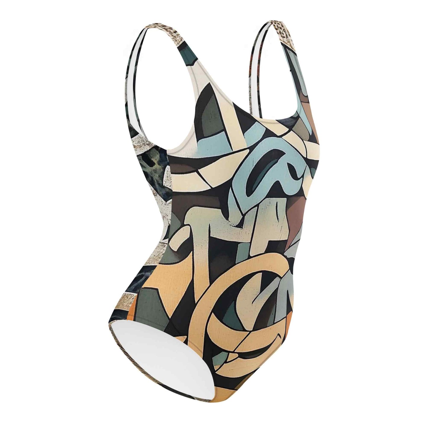 Arabic Calligraphy Swimsuit — Wearable Art by Ahmed Allawi | One-Piecemy art Allawimy art Allawi