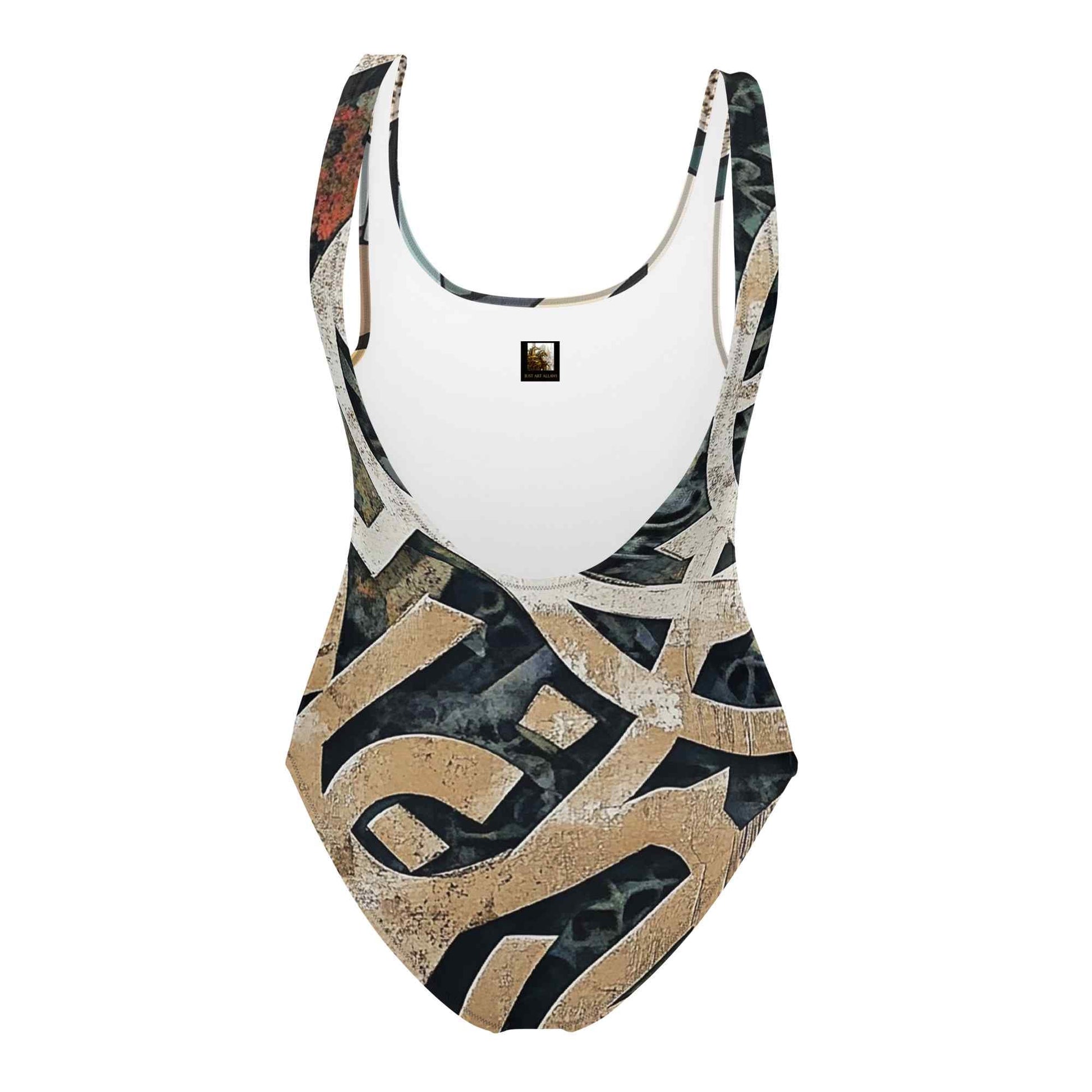 Arabic Calligraphy Swimsuit — Wearable Art by Ahmed Allawi | One-Piecemy art Allawimy art Allawi