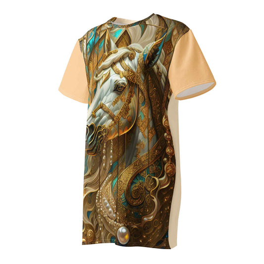 Cotton T-Shirt Dress — Dancing Horses by Ahmed Allawimy art Allawimy art Allawi