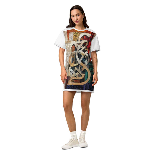 Cotton T-Shirt Dress — Dancing Horses, Ivory Editionmy art Allawimy art Allawi