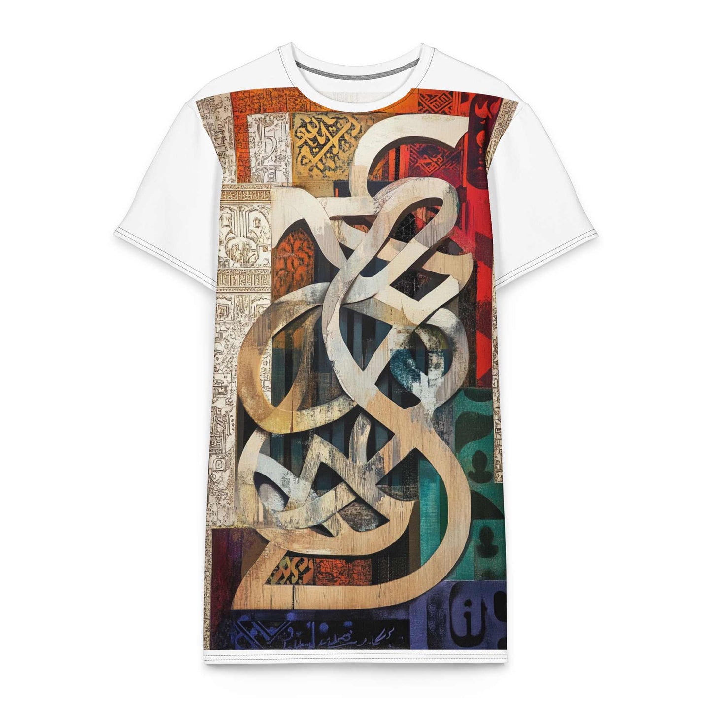 Cotton T-Shirt Dress — Dancing Horses, Ivory Editionmy art Allawimy art Allawi