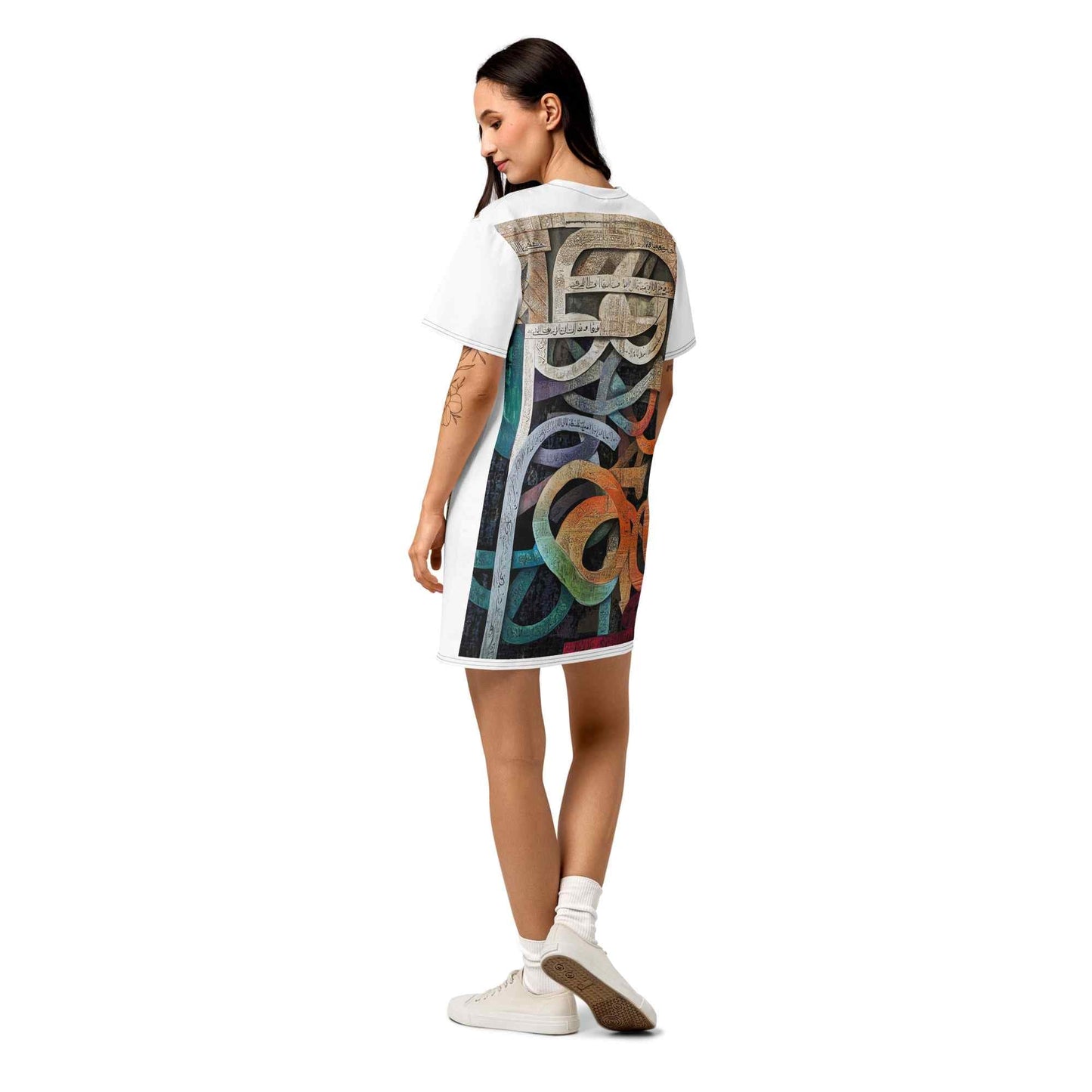 Cotton T-Shirt Dress — Dancing Horses, Ivory Editionmy art Allawimy art Allawi