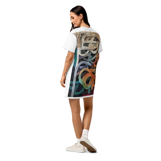 Cotton T-Shirt Dress — Dancing Horses, Ivory Editionmy art Allawimy art Allawi