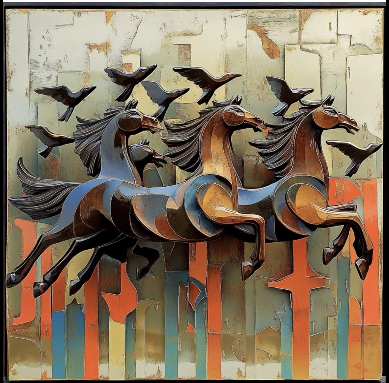 Handwoven Art Carpet — Arabic Calligraphy & Horses | Luxury Islamic Decor | Ahmed Allawimy art AllawiJust Art Gallery