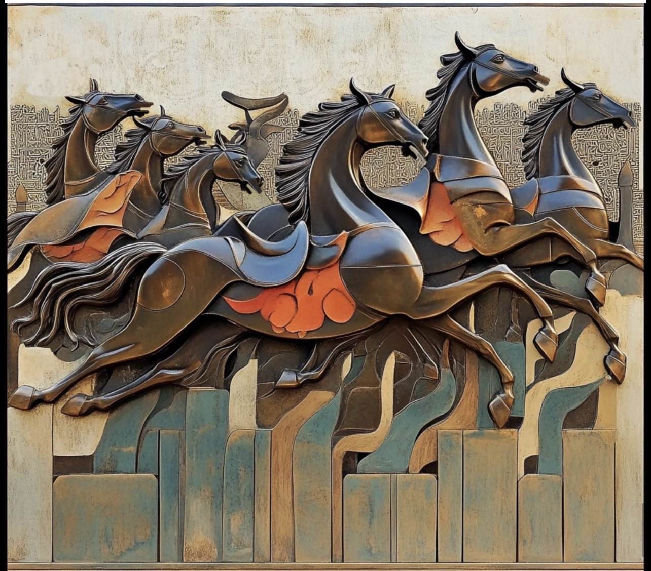 Handwoven Art Carpet — Arabic Calligraphy & Horses | Luxury Islamic Decor | Ahmed Allawimy art AllawiJust Art Gallery