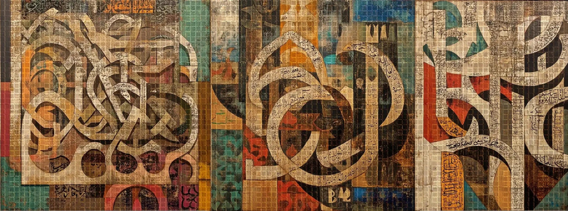Handwoven Art Carpet — Arabic Calligraphy & Horses | Luxury Islamic Decor | Ahmed Allawimy art AllawiJust Art Gallery