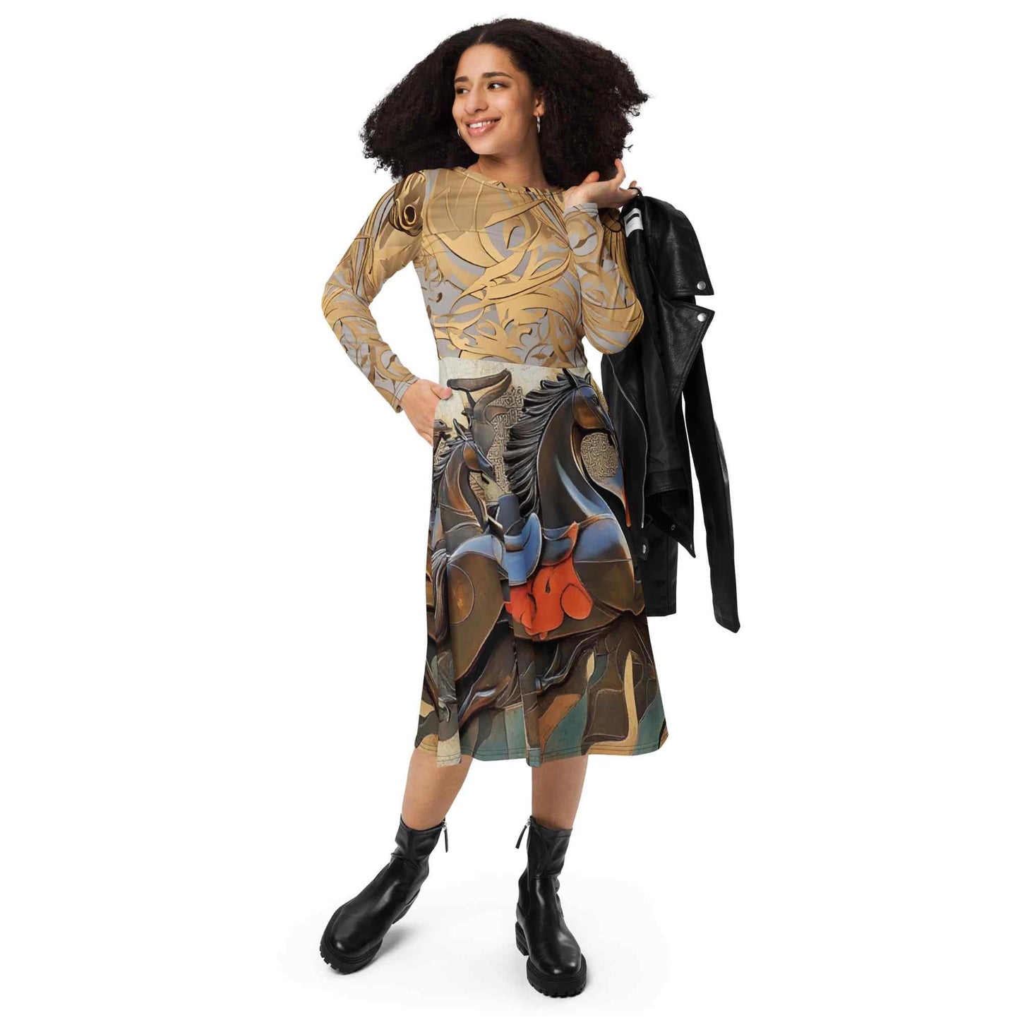 Long-Sleeve Midi Dress — Wearable Art by Ahmed Allawimy art Allawimy art Allawi