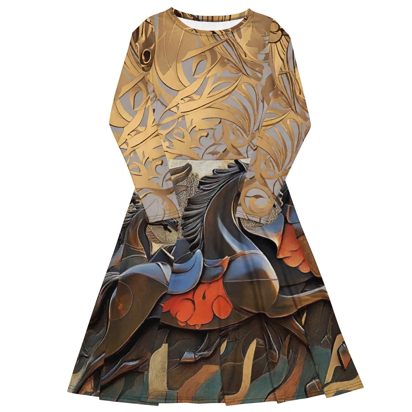 Long-Sleeve Midi Dress — Wearable Art by Ahmed Allawimy art Allawimy art Allawi