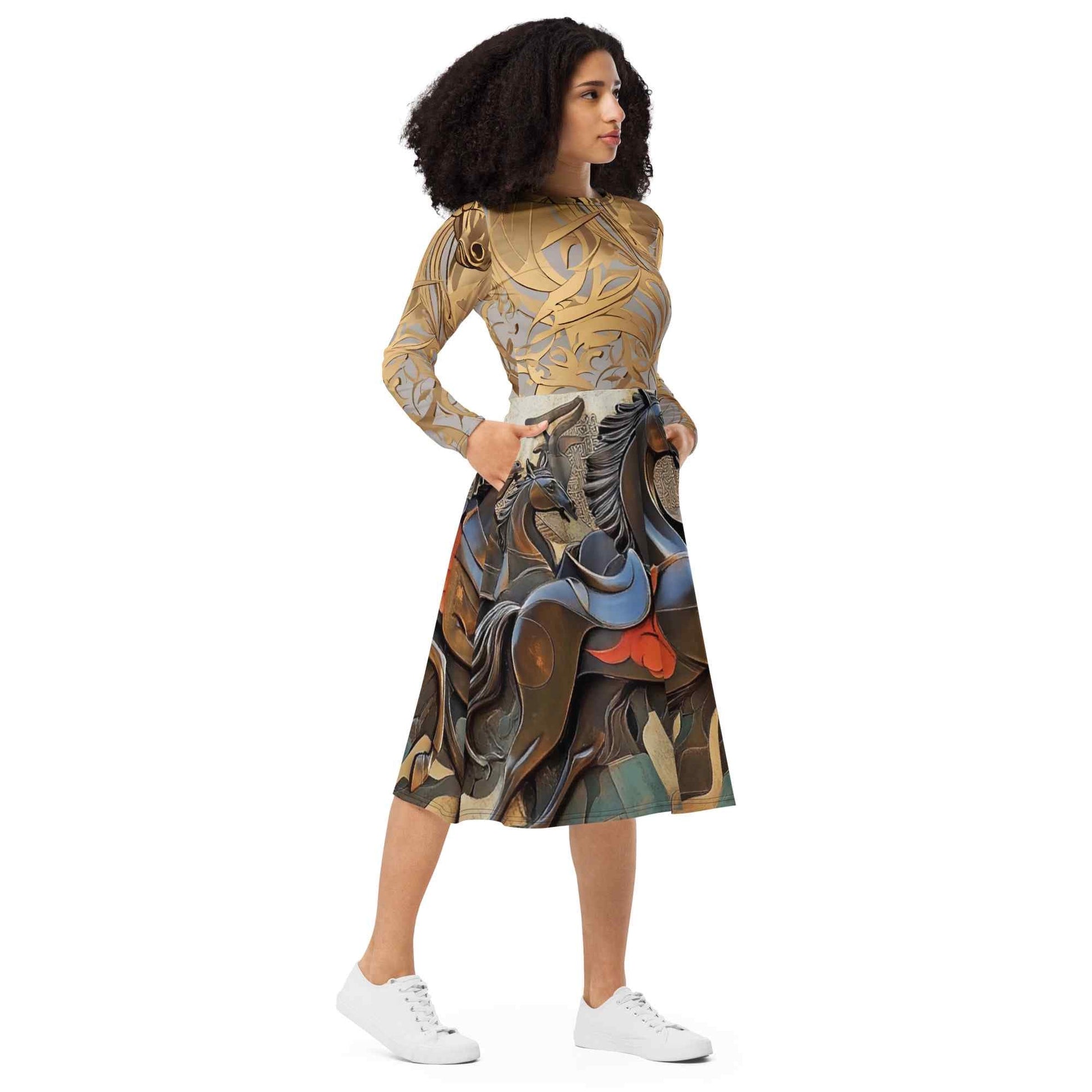 Long-Sleeve Midi Dress — Wearable Art by Ahmed Allawimy art Allawimy art Allawi