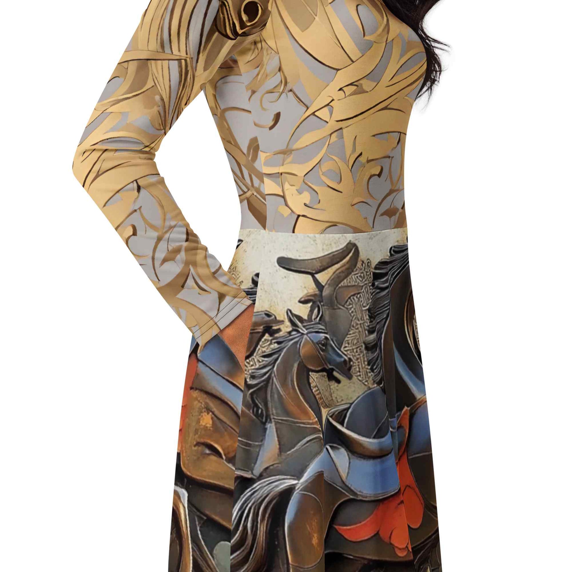 Long-Sleeve Midi Dress — Wearable Art by Ahmed Allawimy art Allawimy art Allawi