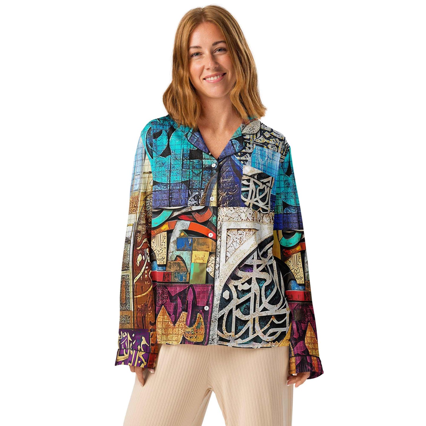 Luxury Art Pajama Top — Arabic Calligraphy Print | Wearable Art by Ahmed Allawimy art Allawimy art Allawi