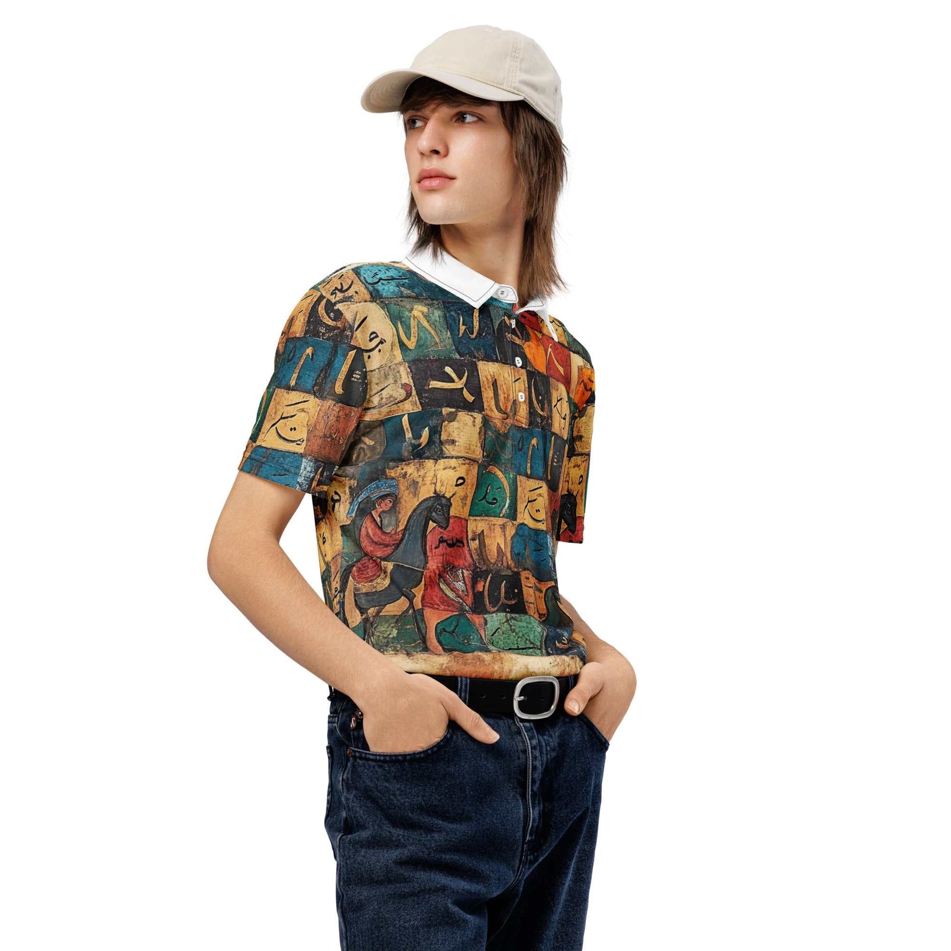 Men's Slim Fit Polo — Arabic Calligraphy Editionmy art Allawimy art Allawi