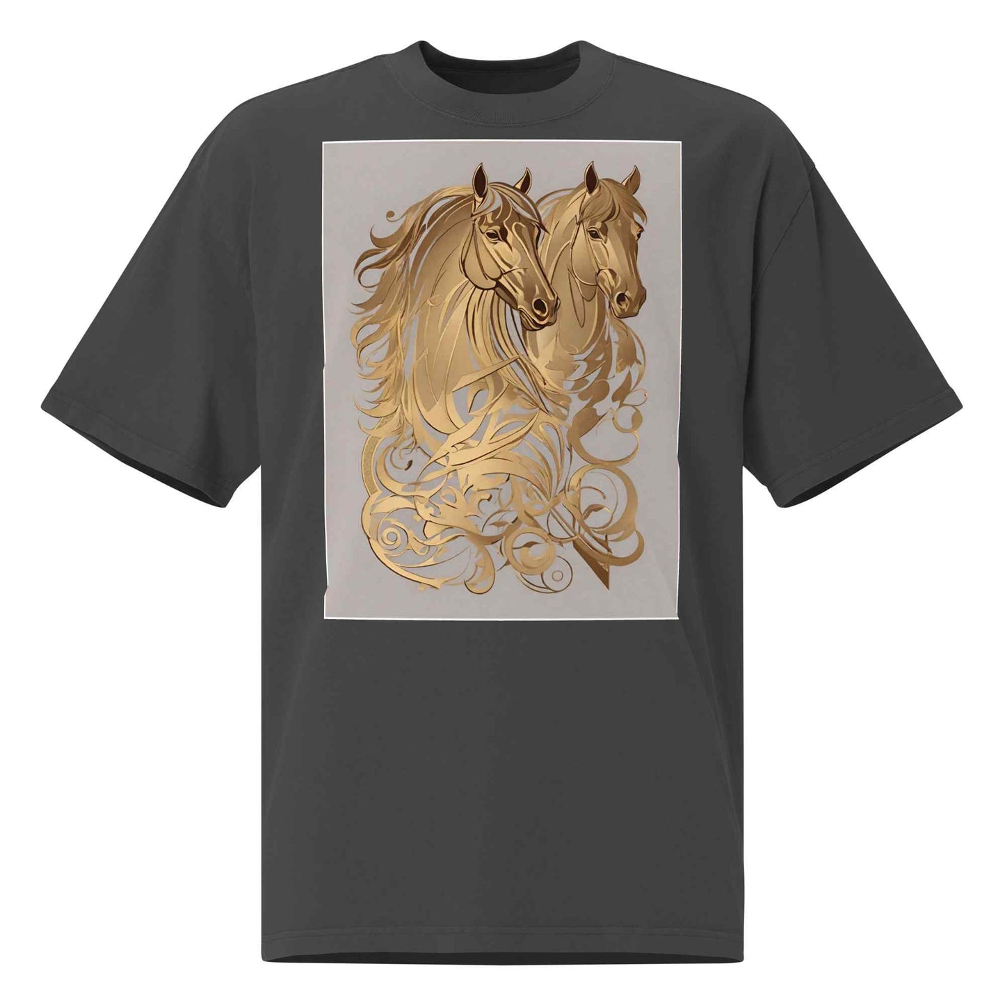 Oversized Faded T-Shirt — Dancing Horses, Classic Editionmy art Allawimy art Allawi