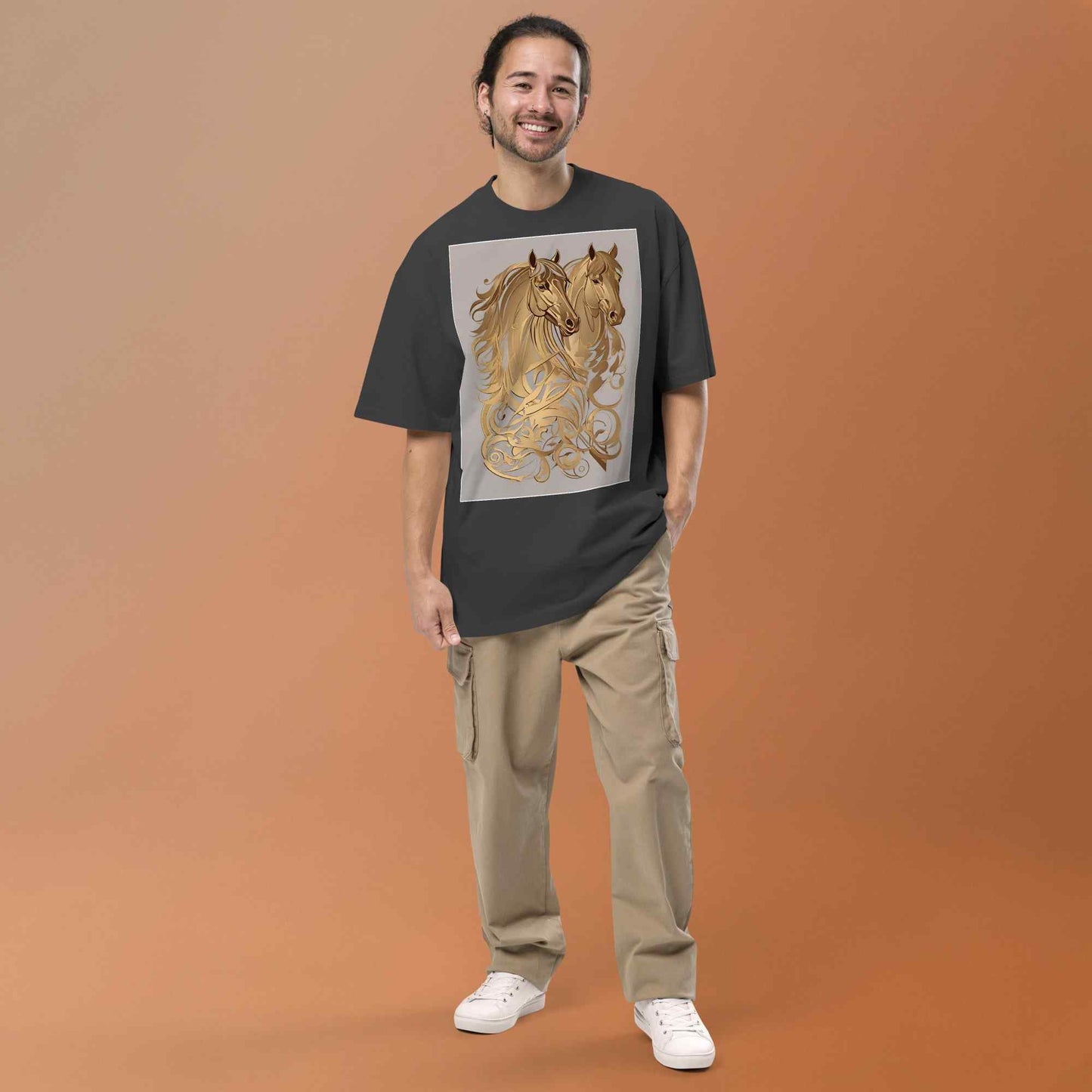 Oversized Faded T-Shirt — Dancing Horses, Classic Editionmy art Allawimy art Allawi