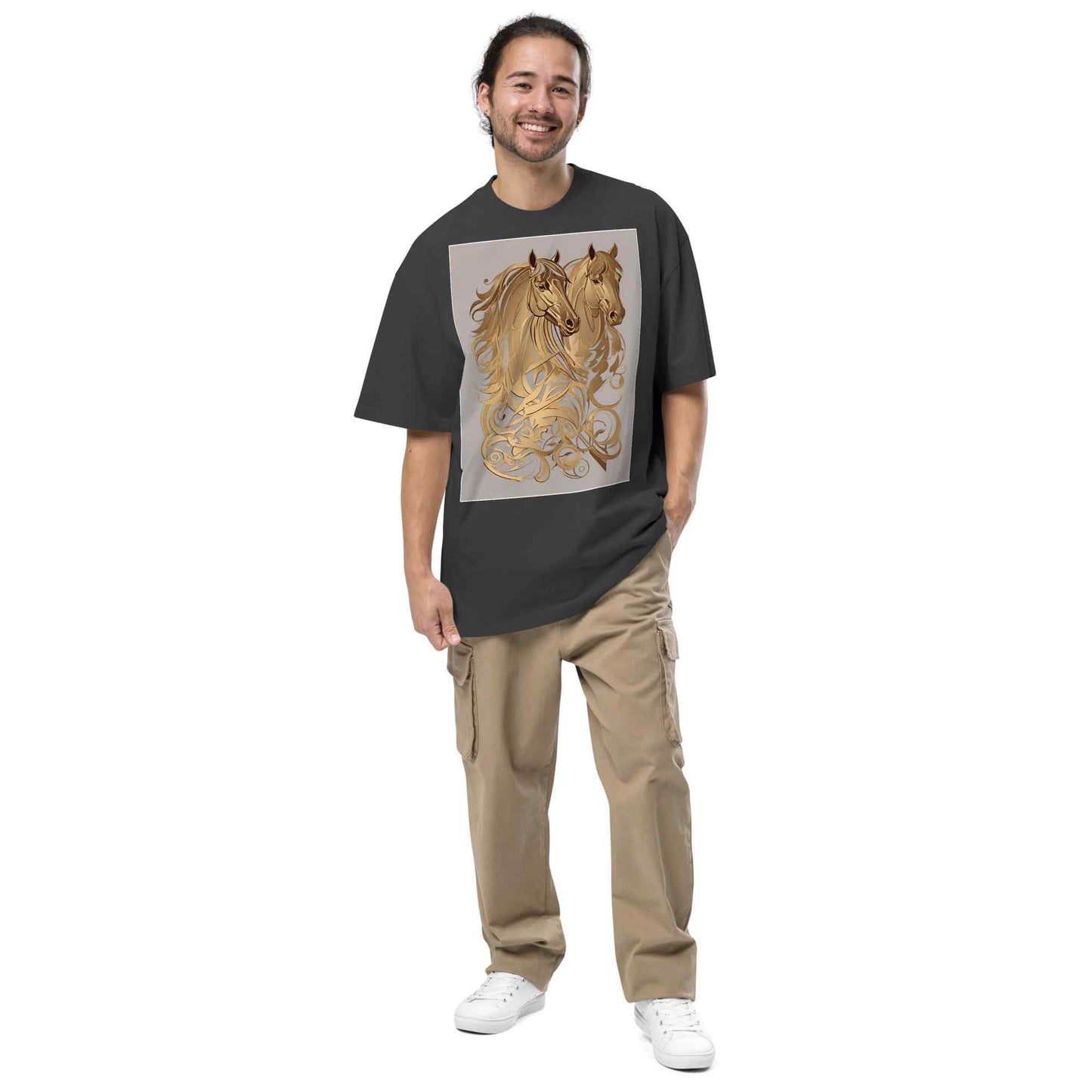 Oversized Faded T-Shirt — Dancing Horses, Classic Editionmy art Allawimy art Allawi
