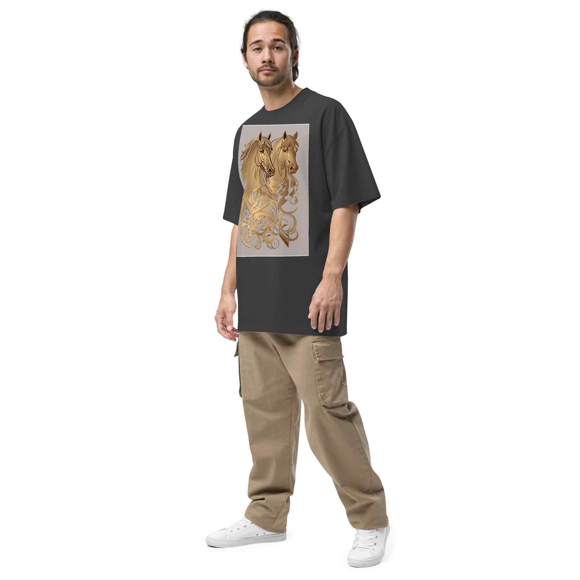 Oversized Faded T-Shirt — Dancing Horses, Classic Editionmy art Allawimy art Allawi