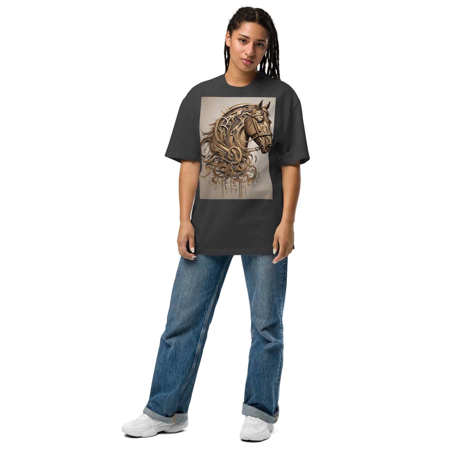 Oversized Faded T-Shirt — Dancing Horses, Signature Editionmy art Allawimy art Allawi