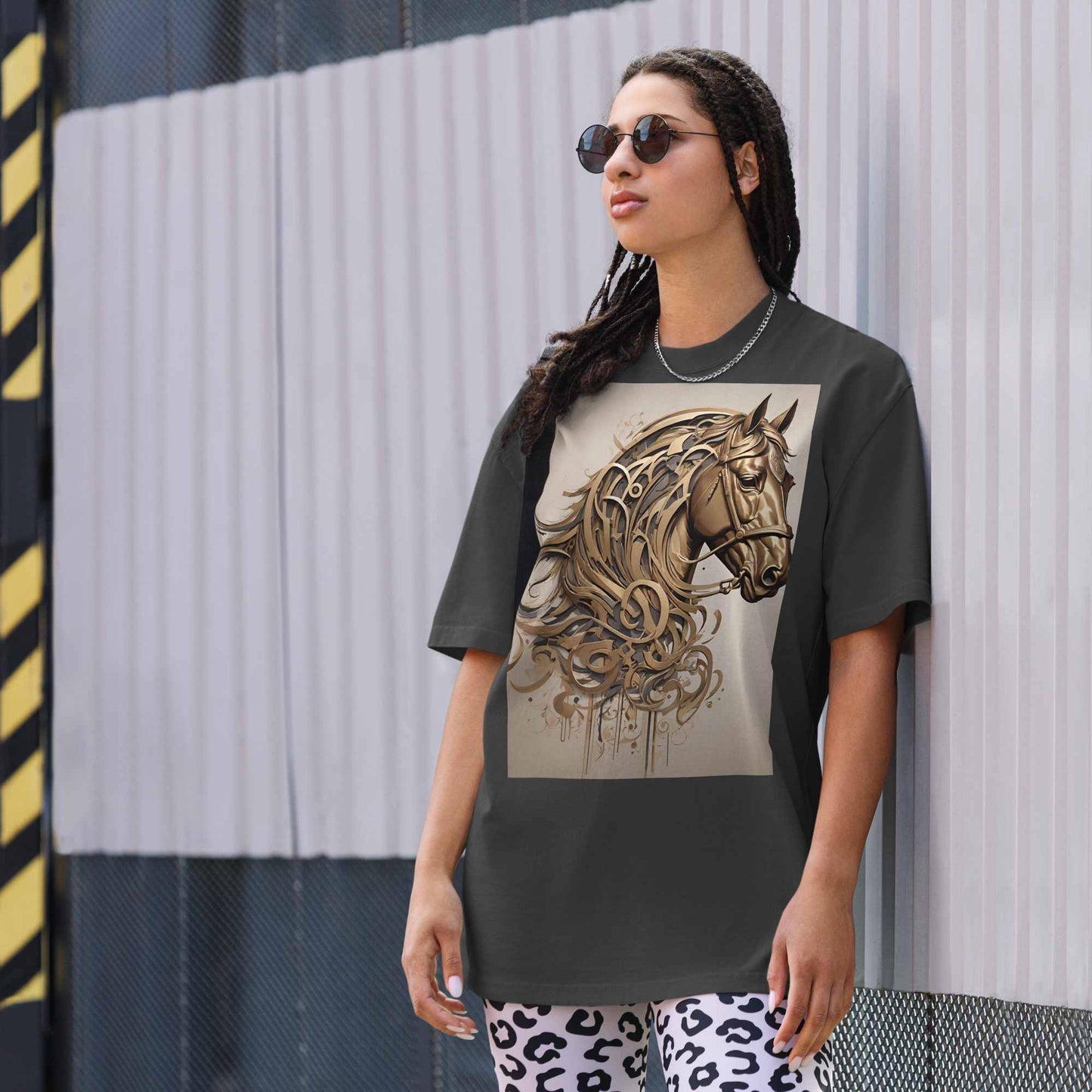 Oversized Faded T-Shirt — Dancing Horses, Signature Editionmy art Allawimy art Allawi
