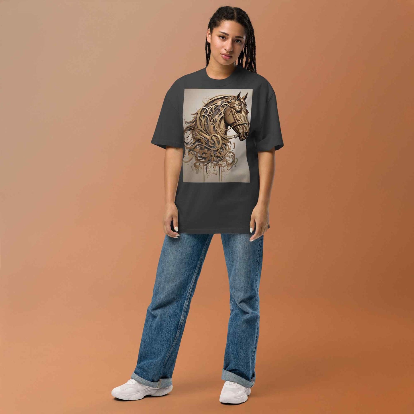 Oversized Faded T-Shirt — Dancing Horses, Signature Editionmy art Allawimy art Allawi