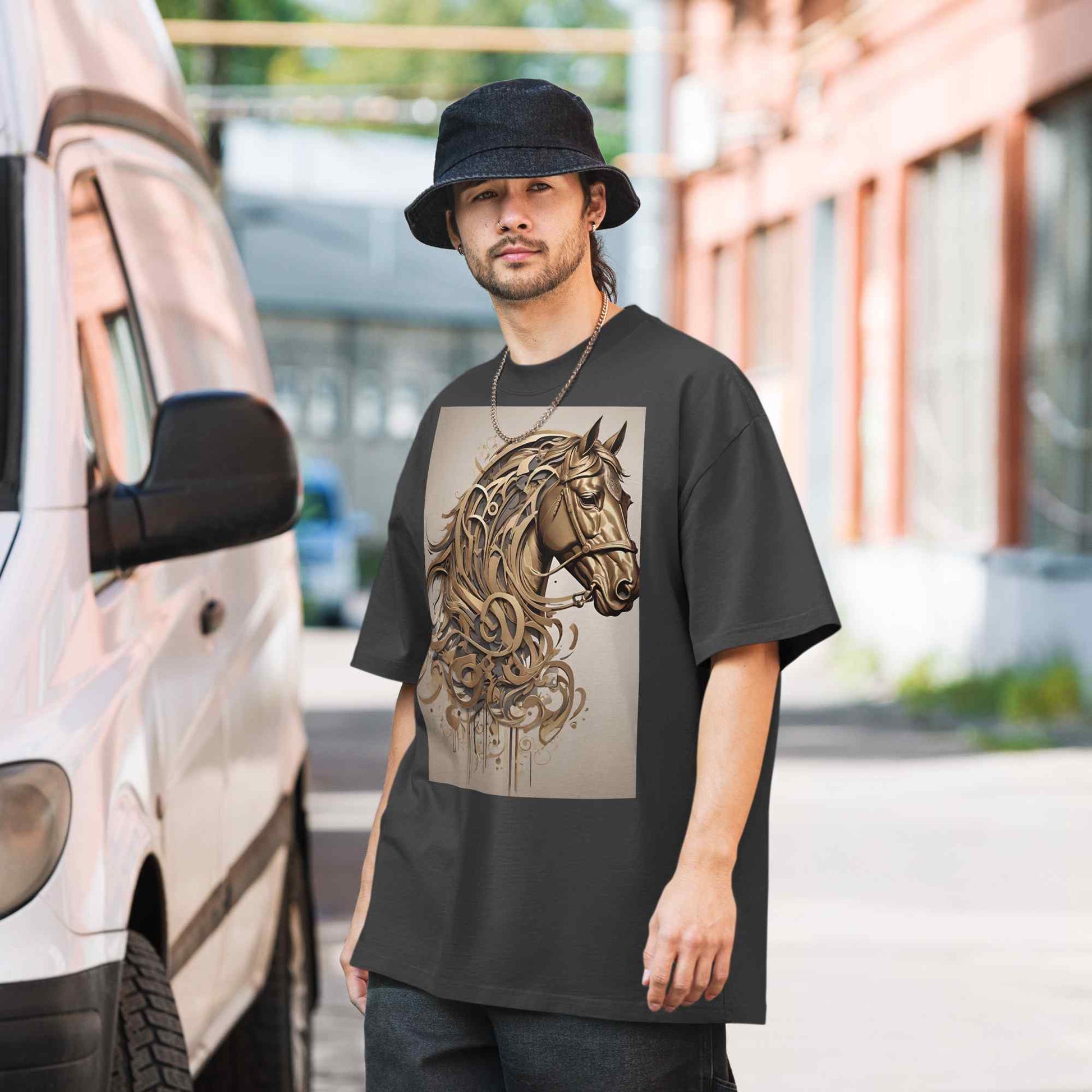Oversized Faded T-Shirt — Dancing Horses, Signature Editionmy art Allawimy art Allawi