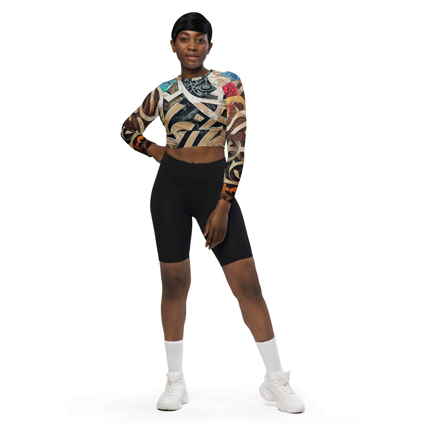 Recycled Long-Sleeve Crop Top — Wearable Art by Ahmed Allawimy art Allawimy art Allawi