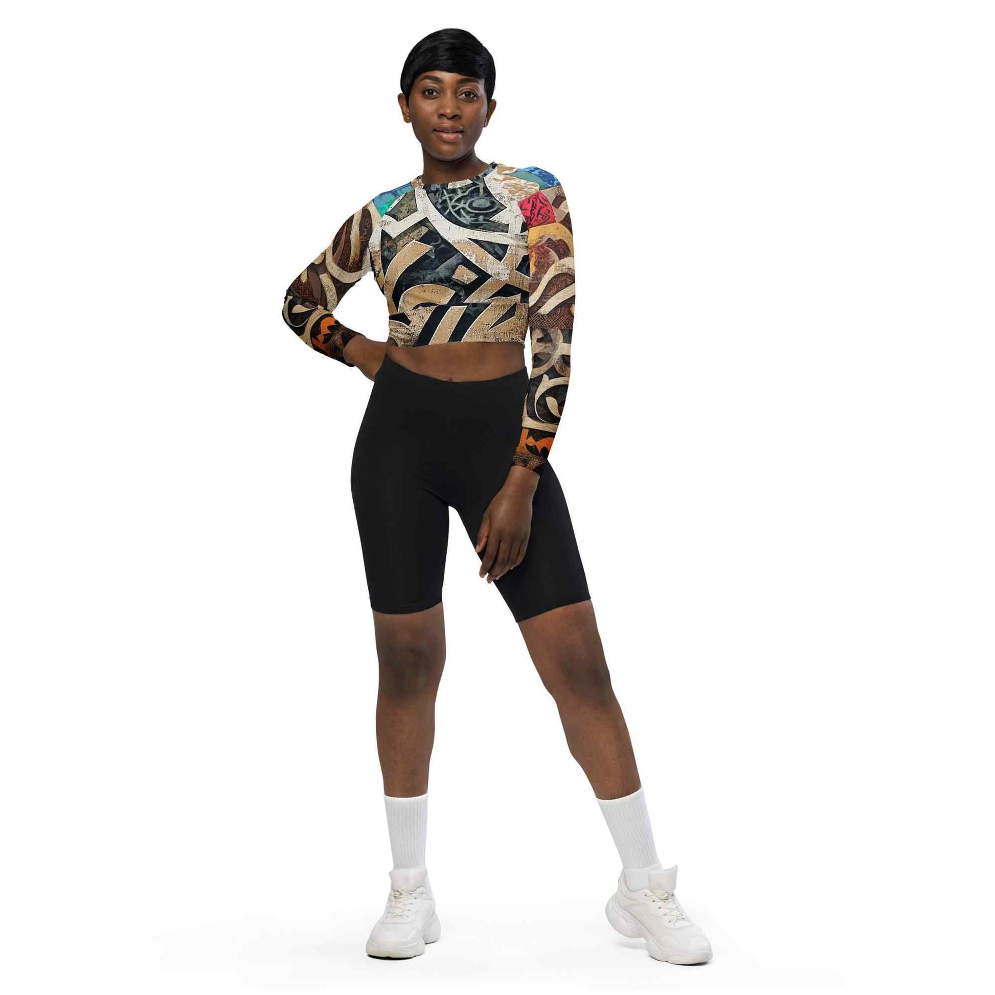 Recycled Long-Sleeve Crop Top — Wearable Art by Ahmed Allawimy art Allawimy art Allawi