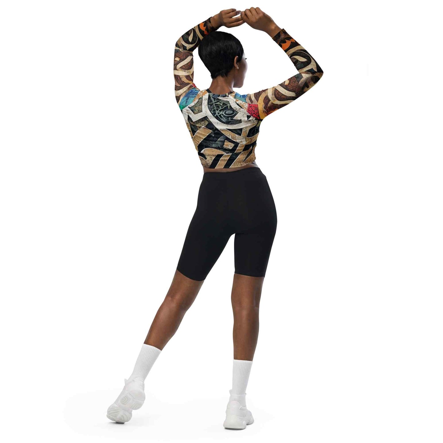 Recycled Long-Sleeve Crop Top — Wearable Art by Ahmed Allawimy art Allawimy art Allawi