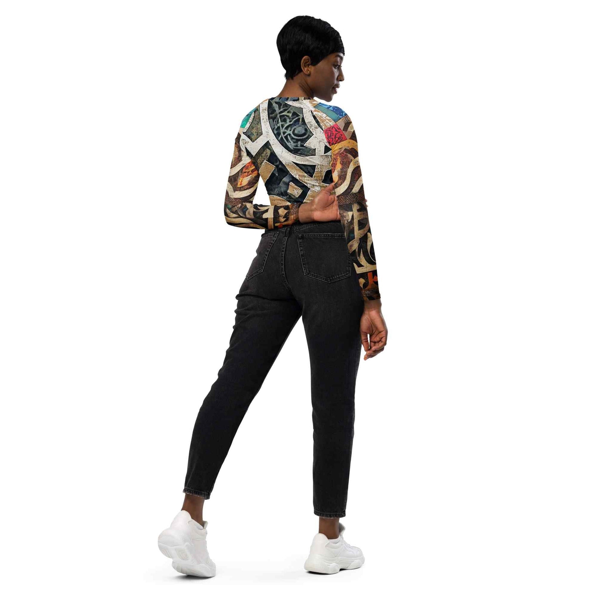 Recycled Long-Sleeve Crop Top — Wearable Art by Ahmed Allawimy art Allawimy art Allawi
