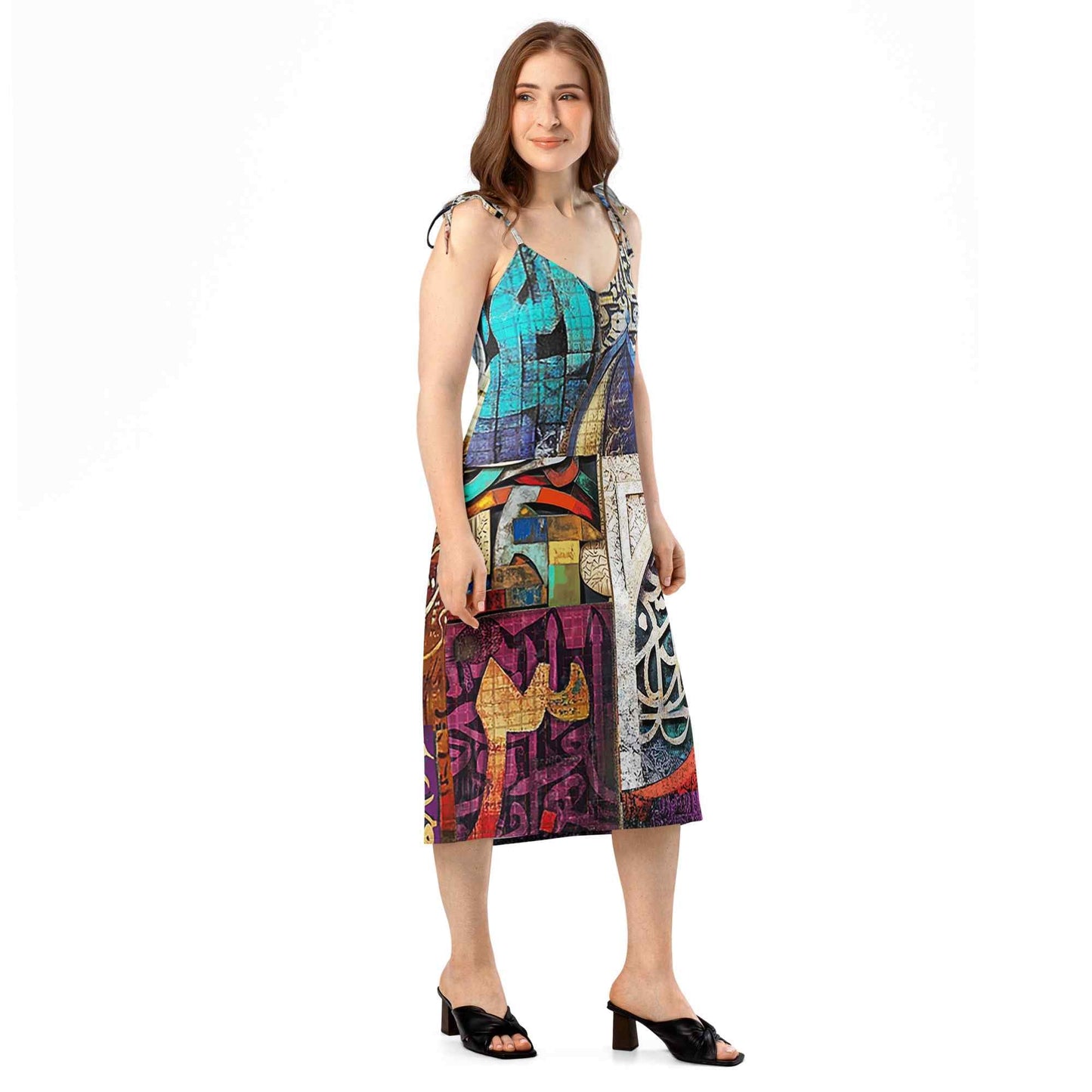 Wearable Art Midi Dress — Arabic Calligraphy Print | Ahmed Allawi Designmy art Allawimy art Allawi