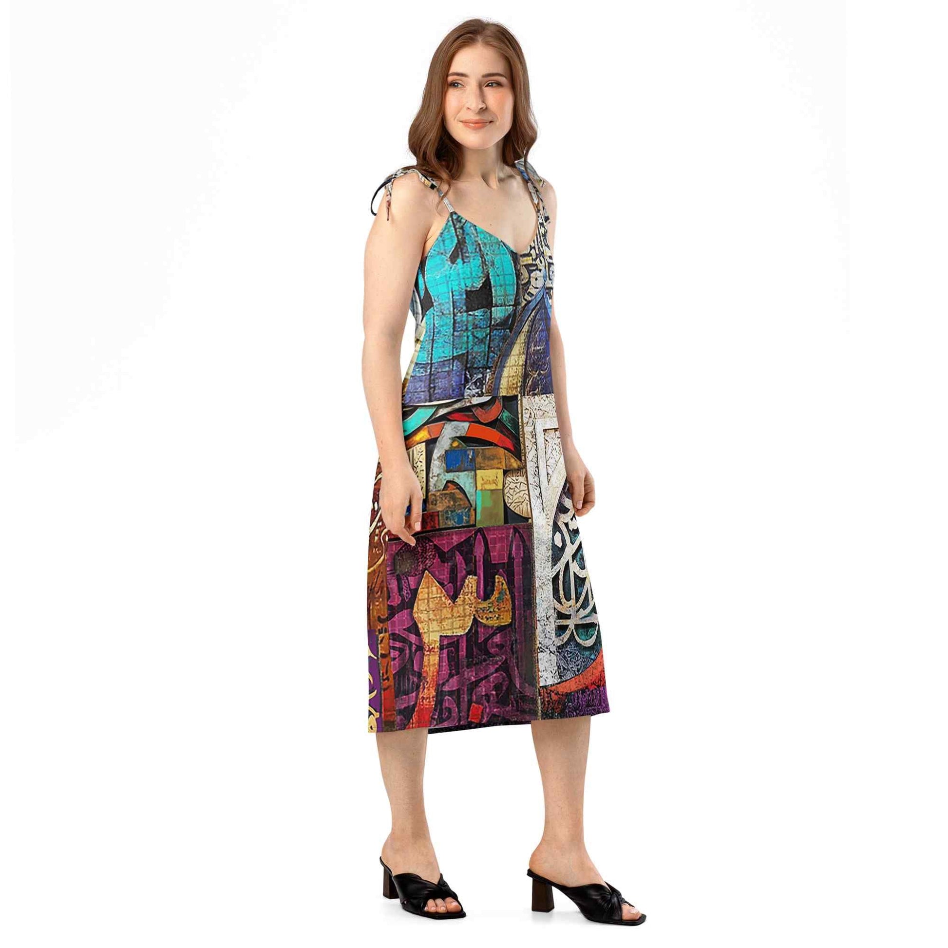 Wearable Art Midi Dress — Arabic Calligraphy Print | Ahmed Allawi Designmy art Allawimy art Allawi