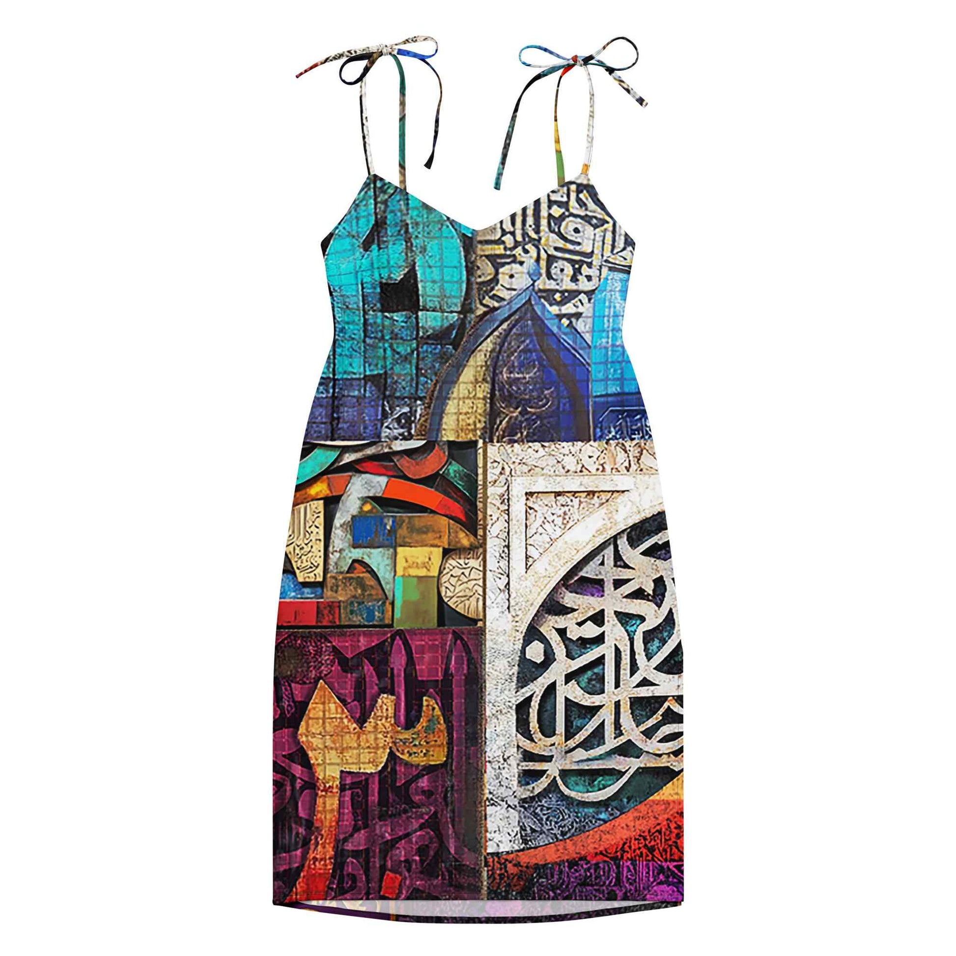 Wearable Art Midi Dress — Arabic Calligraphy Print | Ahmed Allawi Designmy art Allawimy art Allawi