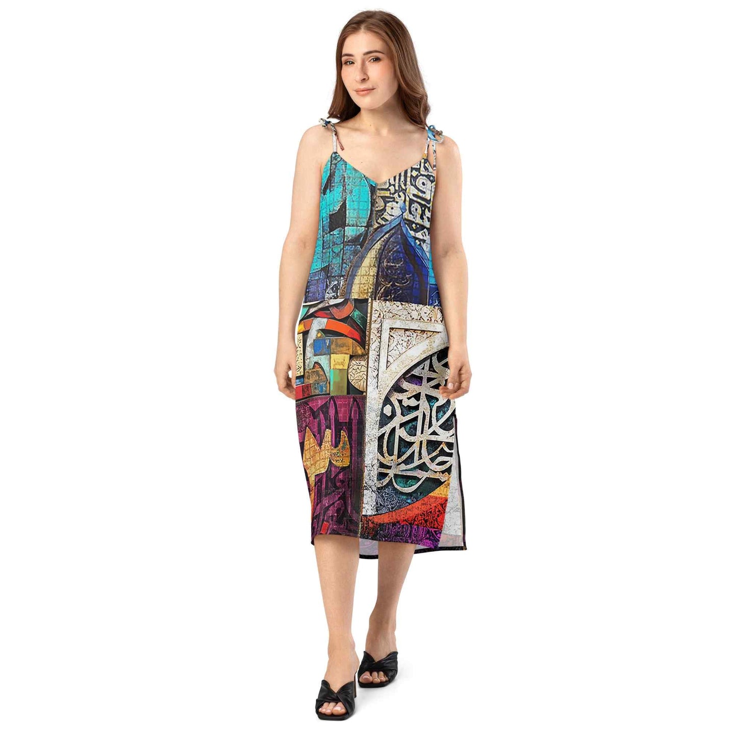 Wearable Art Midi Dress — Arabic Calligraphy Print | Ahmed Allawi Designmy art Allawimy art Allawi