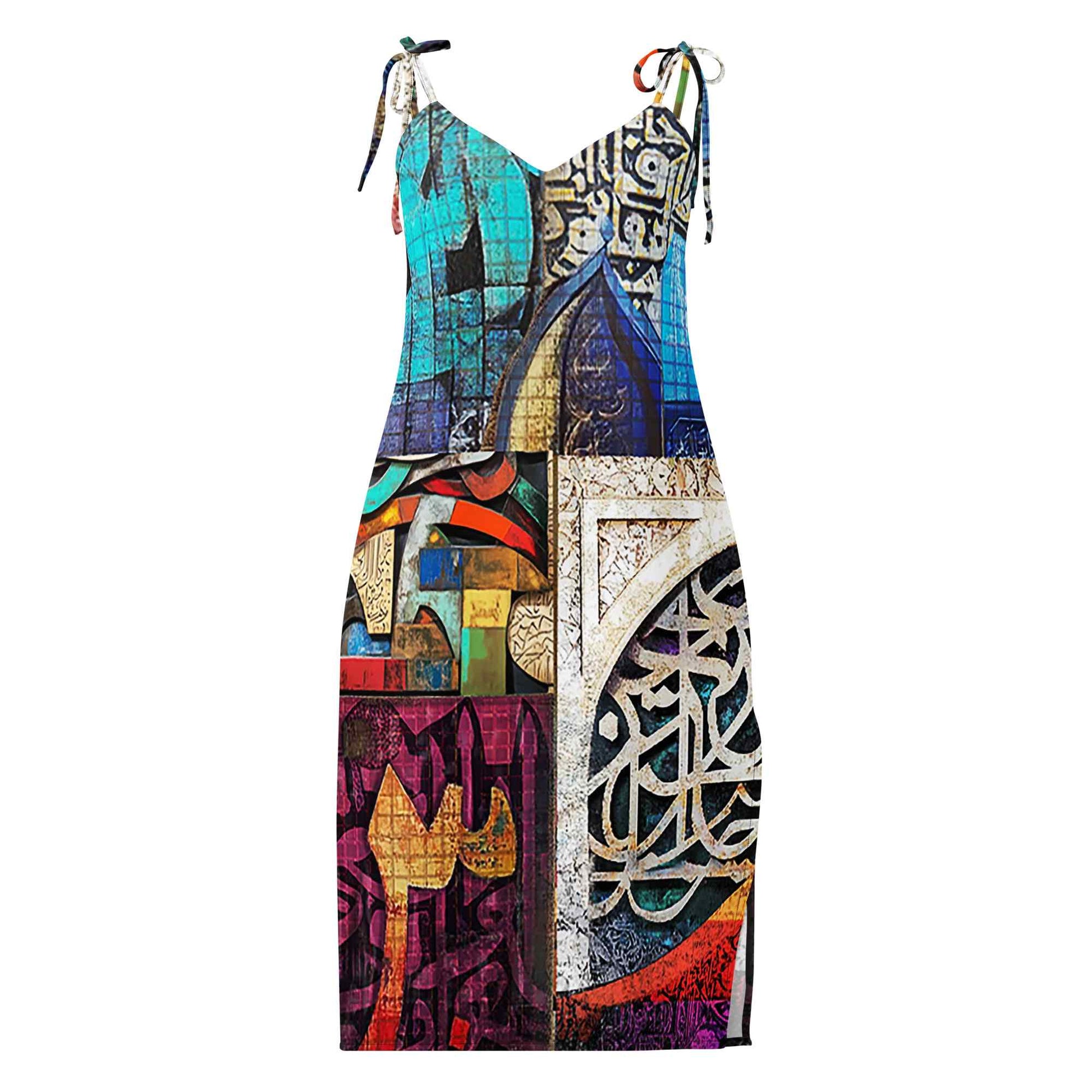 Wearable Art Midi Dress — Arabic Calligraphy Print | Ahmed Allawi Designmy art Allawimy art Allawi