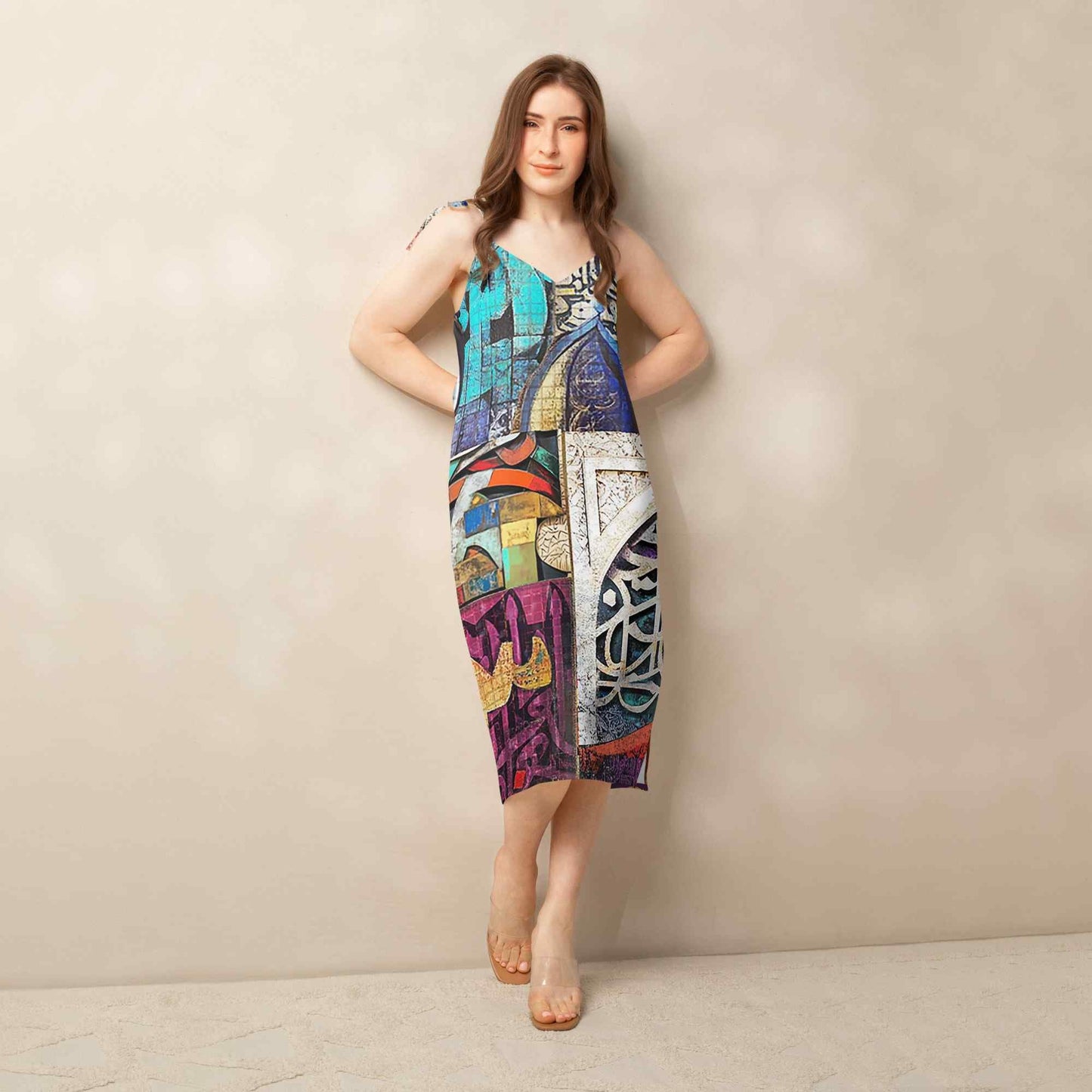Wearable Art Midi Dress — Arabic Calligraphy Print | Ahmed Allawi Designmy art Allawimy art Allawi