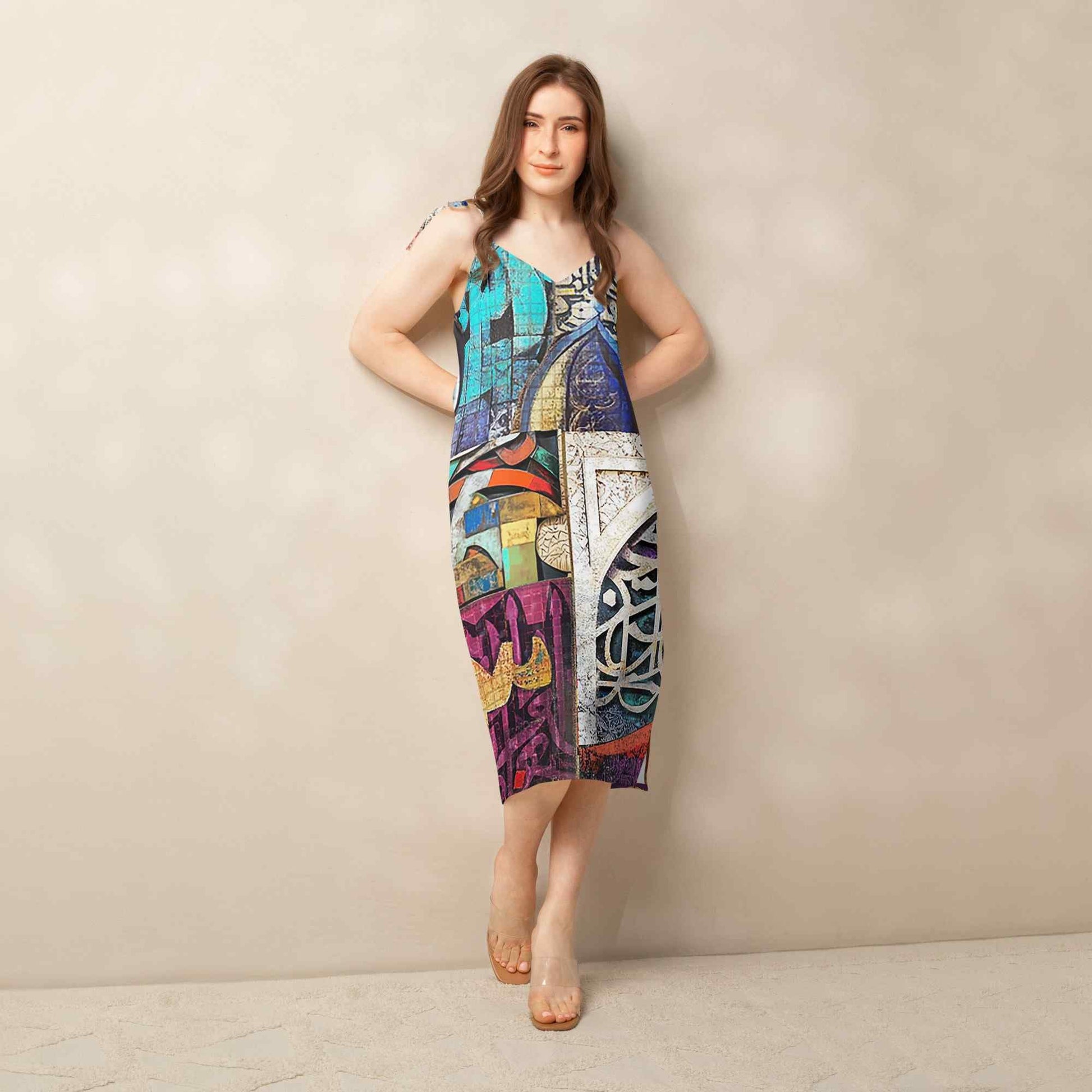Wearable Art Midi Dress — Arabic Calligraphy Print | Ahmed Allawi Designmy art Allawimy art Allawi