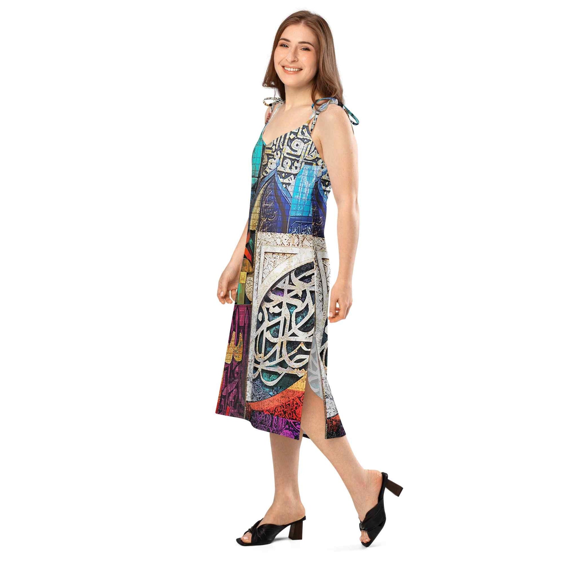 Wearable Art Midi Dress — Arabic Calligraphy Print | Ahmed Allawi Designmy art Allawimy art Allawi