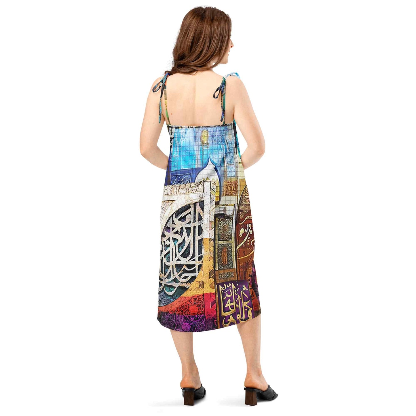 Wearable Art Midi Dress — Arabic Calligraphy Print | Ahmed Allawi Designmy art Allawimy art Allawi